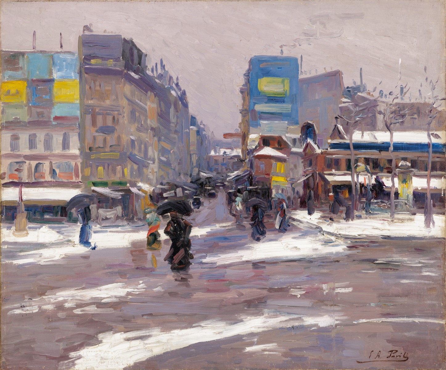 Jour de neige boulevard Rochechouart-huile sur toile